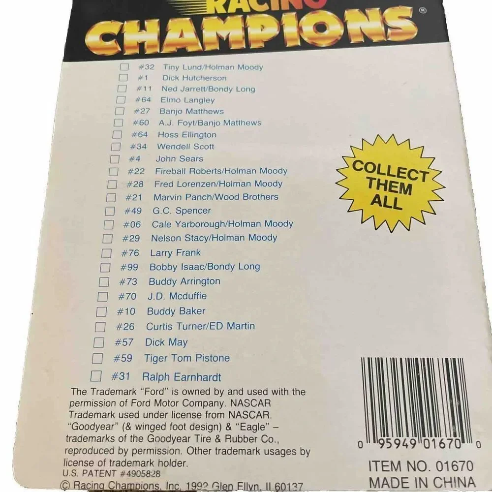 1992 Racing Champions‎ Ford Fastback #28 Diecast Metal Stock Car White
